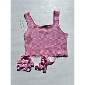 Almost Famous Pink Space Dye Knit Crop Tank Top Tie Waist Womens Plus Size 2X